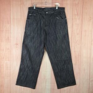 South Pole Mens Baggy Jeans Sz 36 Black Denim Cotton Stretch 5-Pockets